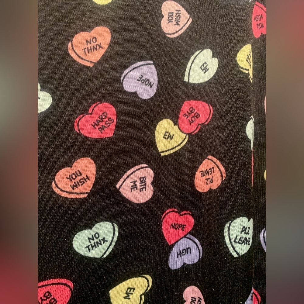 Serra Candy Heart Print Fleece Lined Leggings XL Valentines Galentines - Picture 11 of 13